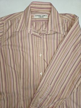 Vintage 90s Katharine Hamnett London Striped Cotton Button Down Shirt Euro 50